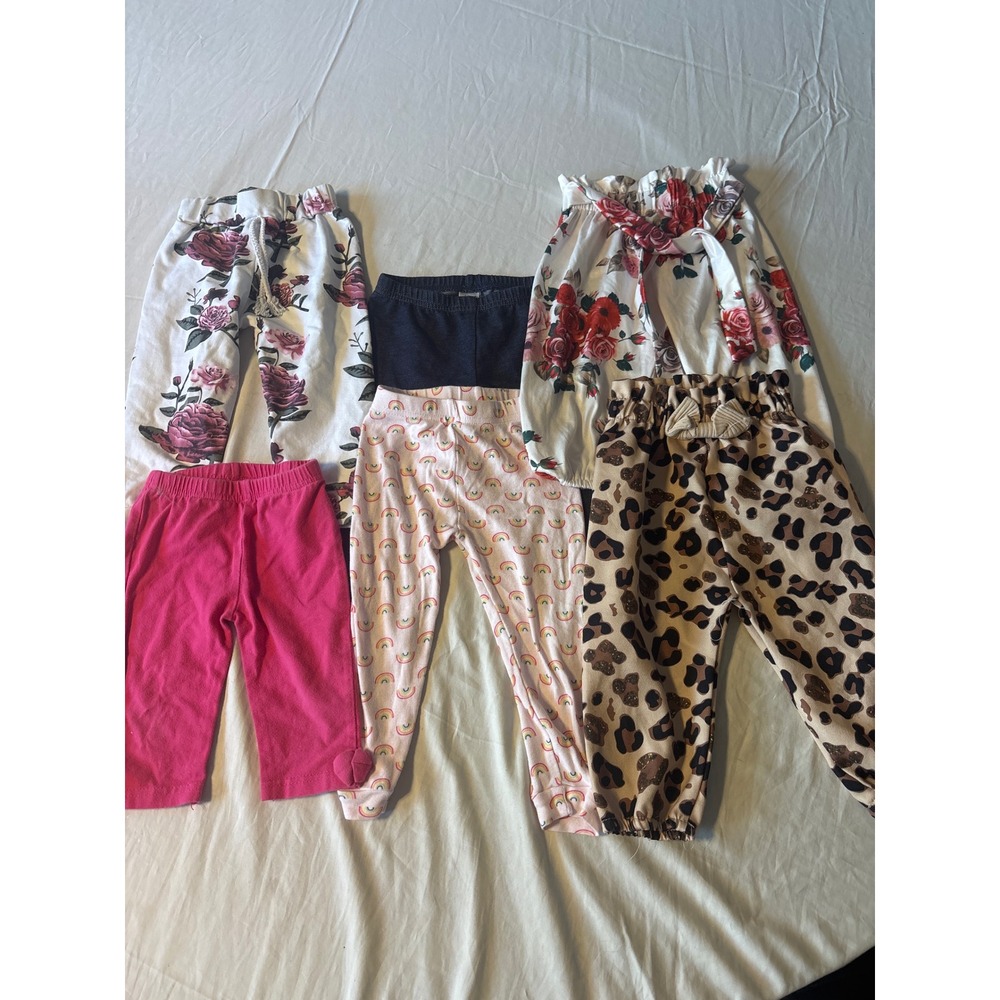 Mixed Brand Leggings Joggers Girls 6-24M Multicolor Floral Leopard Rainbow